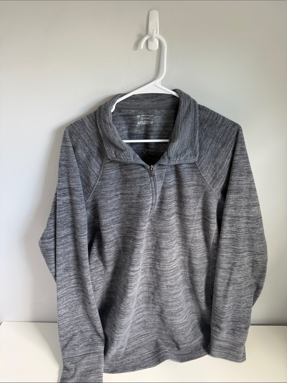 tek gear Men's Heather Gray Zip-Neck Pullover XXL